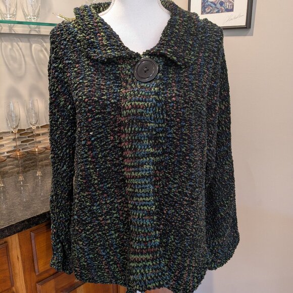 Glenmont Designs Cardigan Sweater Sz M Cozy Heavyweight Shawl Collar Multicolor - Picture 7 of 10
